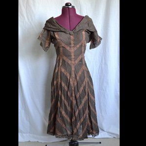 VINTAGE Handmade Off-shoulder Sheer Lace Dress